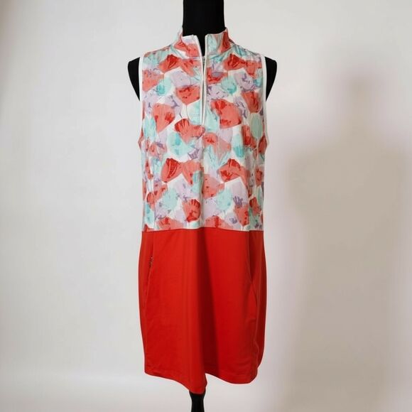 🌸 Pebble Beach Dry Luxe Golf Tennis Dress • Pink Floral • Size L ⛳🎾 - Picture 2 of 9